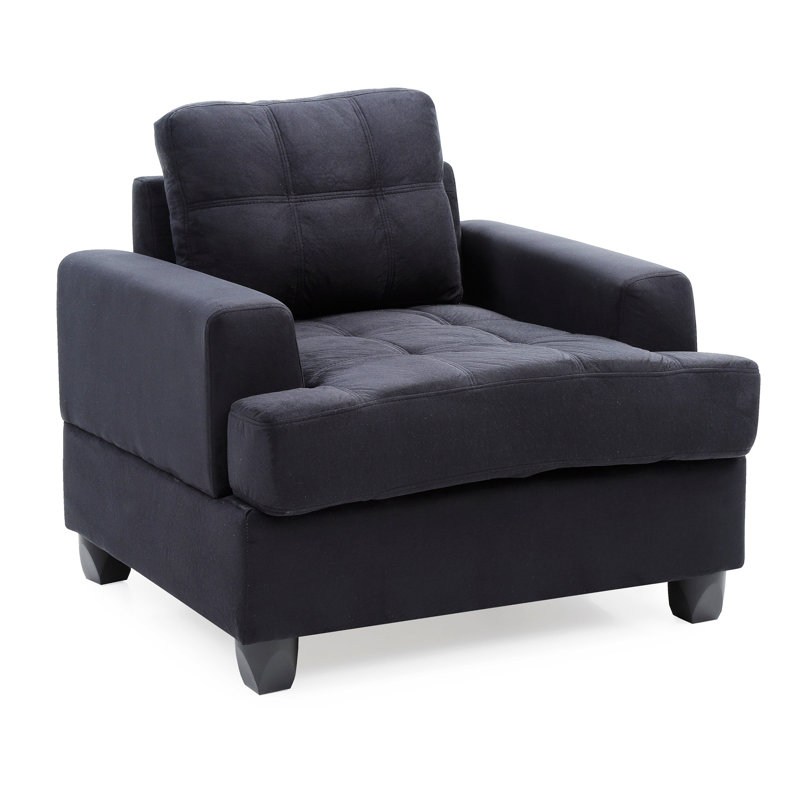 Baerman Faux Leather Chair And A Half, Black Microfiber