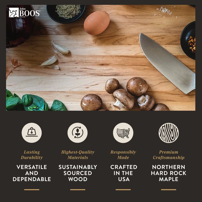 John Boos Maple Wood Reversible Cutting Board with Juice Groove