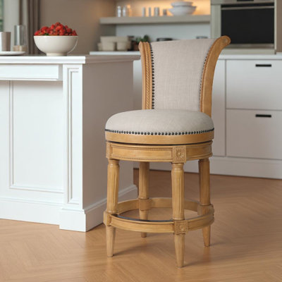 Chaise de bar pivotante à hauteur de comptoir en bois massif et bois naturel de 25 po 25 po