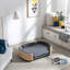 Lit pour chien surélevé de style scandinave avec pattes en bois massif et dossier en bois courbé noyer, velours-123027824-123027829
