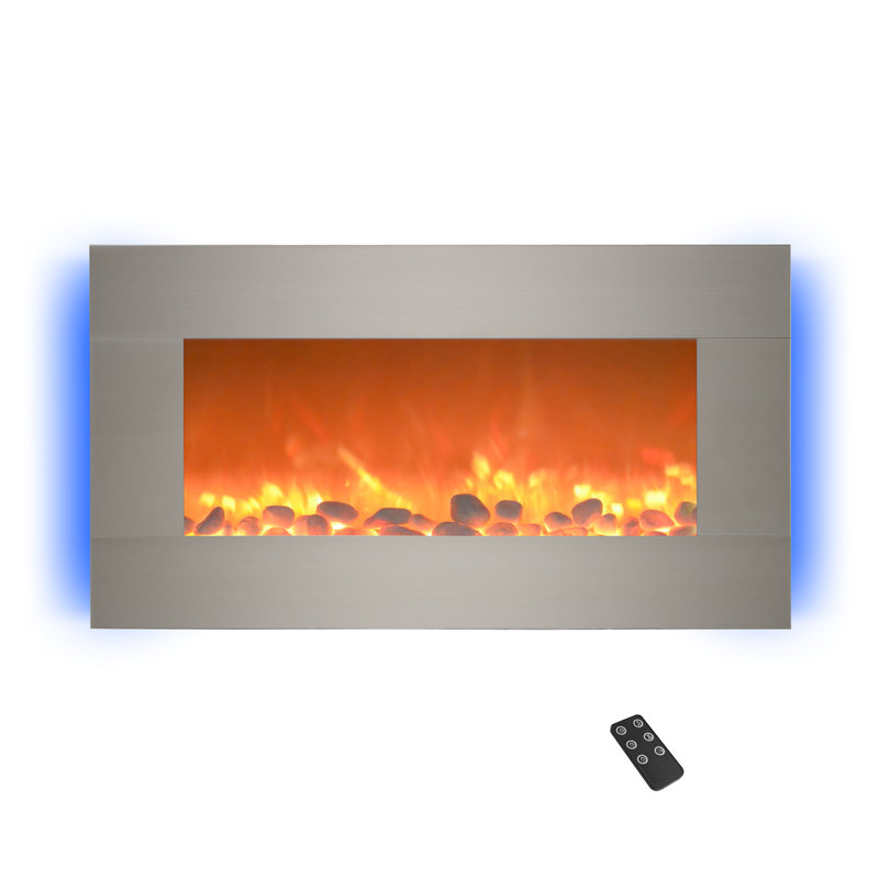 Wade Logan Electric Fireplace - 30 Inch Wall Mounted Fireplace - 13 Backlight Colors and Remote Controlled LED Flames, Heat, and Brightness
