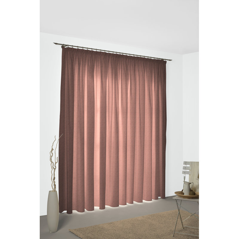 Branton Pencil Pleat Curtain Single Panel, opaque, 225cm H x 132cm W, Brown