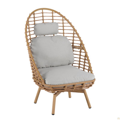 Chaise longue pivotante d'extérieur en osier à haut dossier