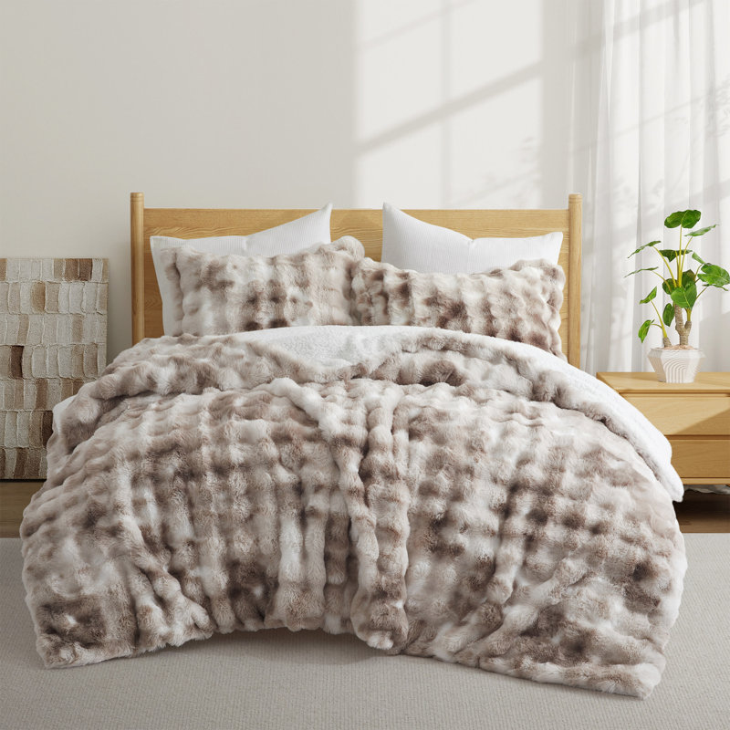 Ensemble d'édredon en duvet moelleux, Édredon grand + 2 taies d'oreiller standard, Taupe