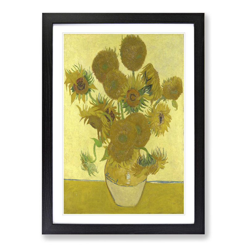 The Sunflowers by Vincent Van Gogh - Picture Frame Painting, Black Framed, 65cm H x 48cm W x 2cm D