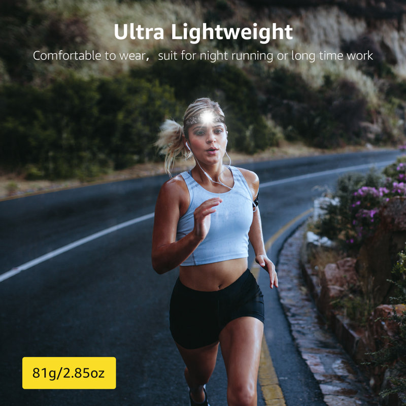 Lepro LED Headlamp Rechargeable - Super Bright Head Lamp with 5 Modes for Camping & Hiking Gear Essentials, IPX4 Waterproof Headlight Flashlight with Red Light, USB Cable Included