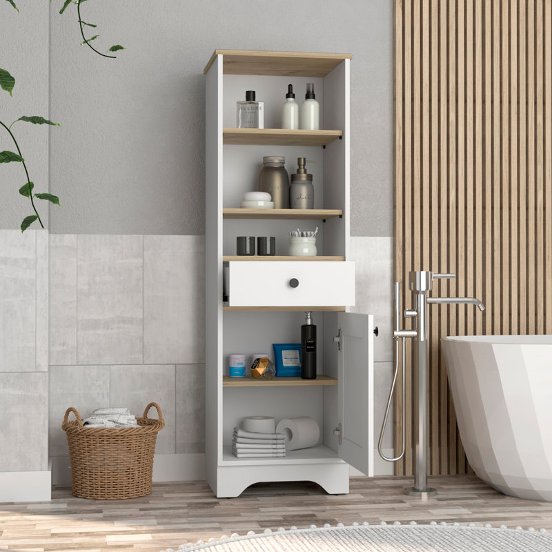 Armoire à linge brûlé, plusieurs tablettes, Brun