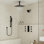 Système de douche thermostatique avec pomme de douche pluviale double 16 pouces avec barre coulissante 16 pouces et douchette corporelle Rainfall Symphony