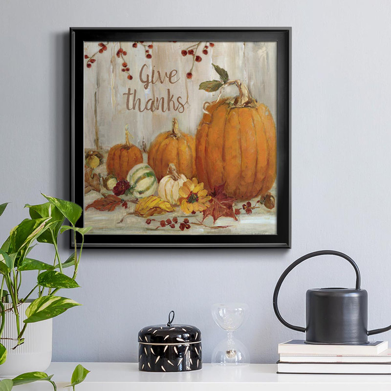 «Pumpkin Patch Off Thanks» - peinture sur toile encadrée, Noir, H 26,5 po x l 26,5 po x P 1,5 po
