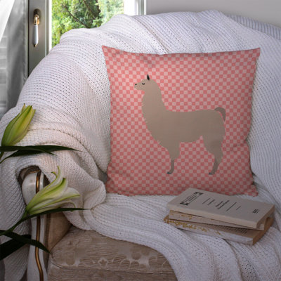Llama Check Square Outdoor Throw Pillow