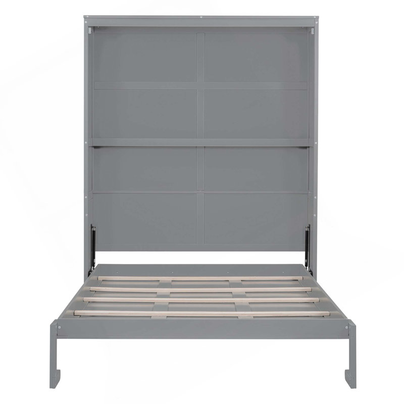Modern Murphy Bed Wall Bed with Shelves, Queen, Gray