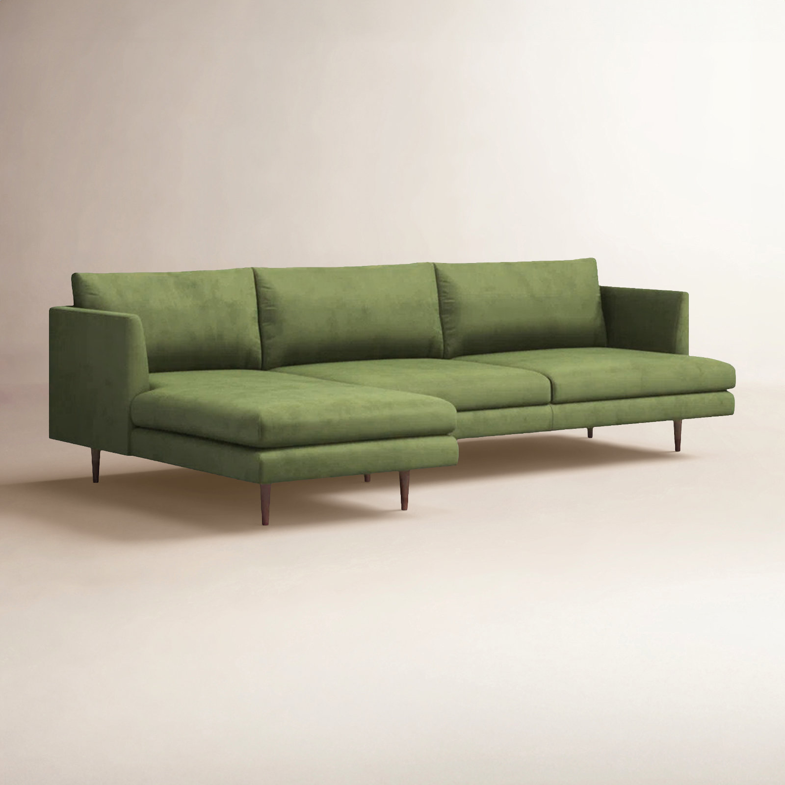 Miller Sectional, Olive Green Polyester Blend, Left Hand Facing