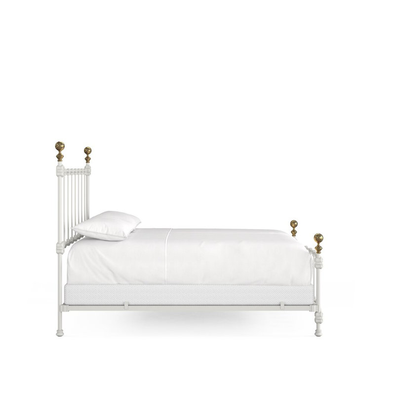 151 Palatial Bed | Complete Arched Foot, Queen, Matte White/Antique Gold