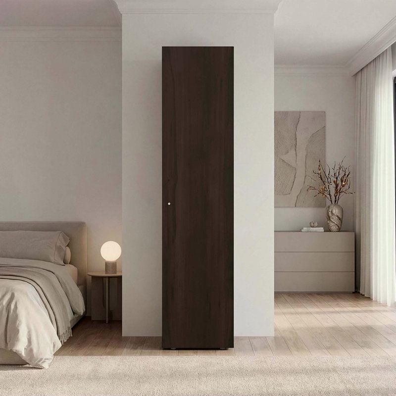 Armoire de rangement 4 tablettes en noyer teint