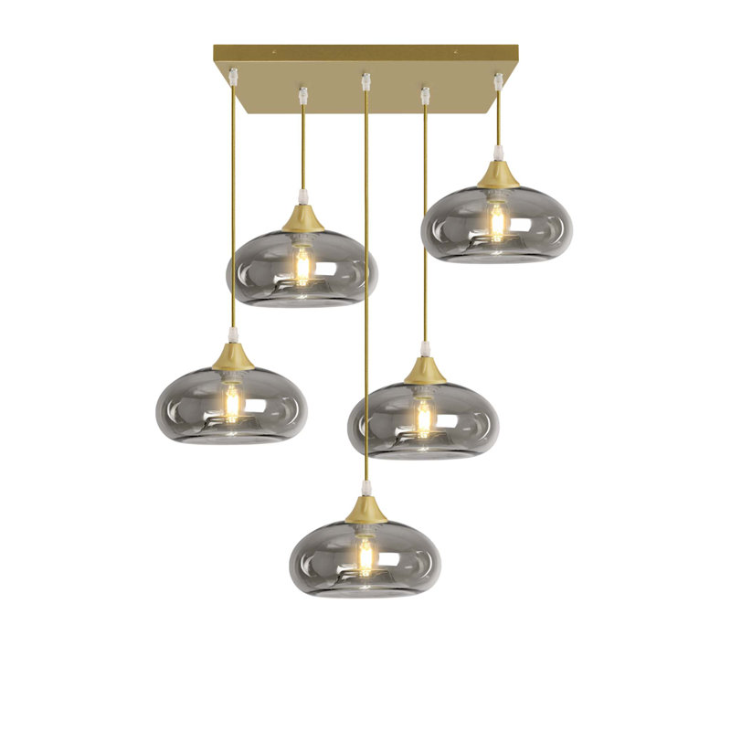 5 - Light Cluster Pendant, Smoke, Gold