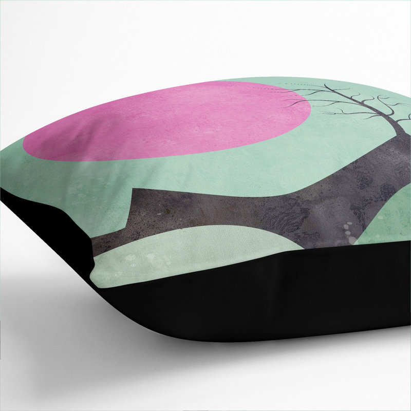 Modern Landscape Square Throw Cushion, Black, 40cm H x 40cm W x 15cm D