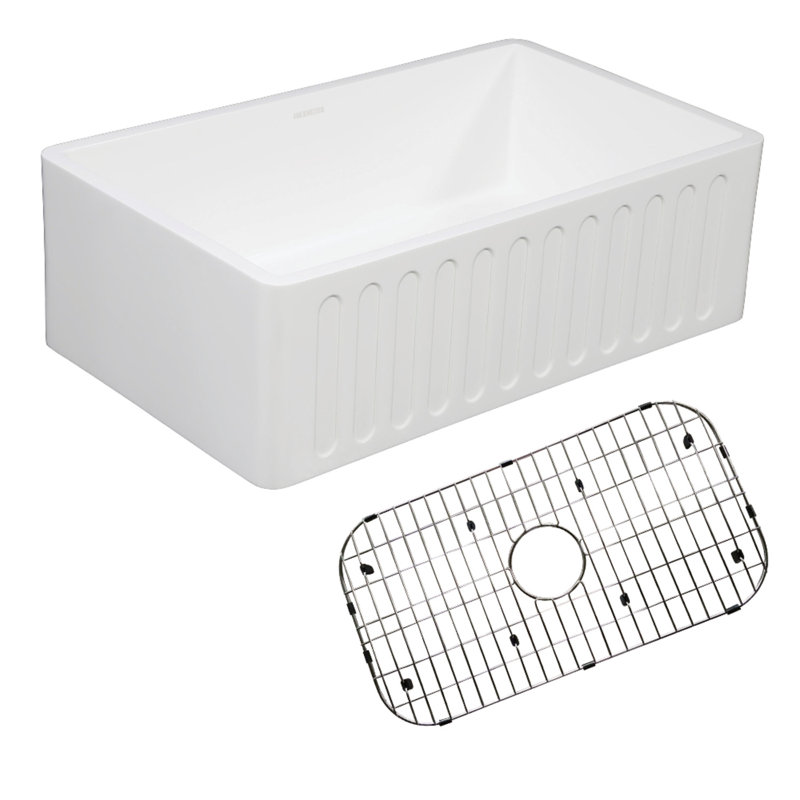 Arcticstone 30" L x 18" W Farmhouse Kitchen Sink with Strainer and Grid