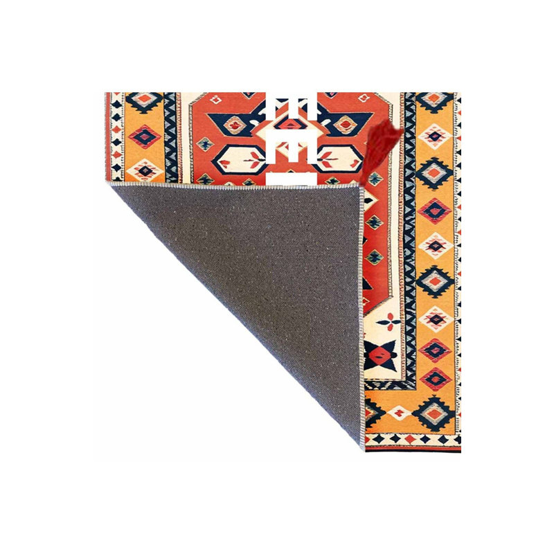 Tapis décoratif rétro à motif texturé en terre cuite de la collection Tokyo, Tapis de couloir 2 pi 6 po x 6 pi 7 po inclus