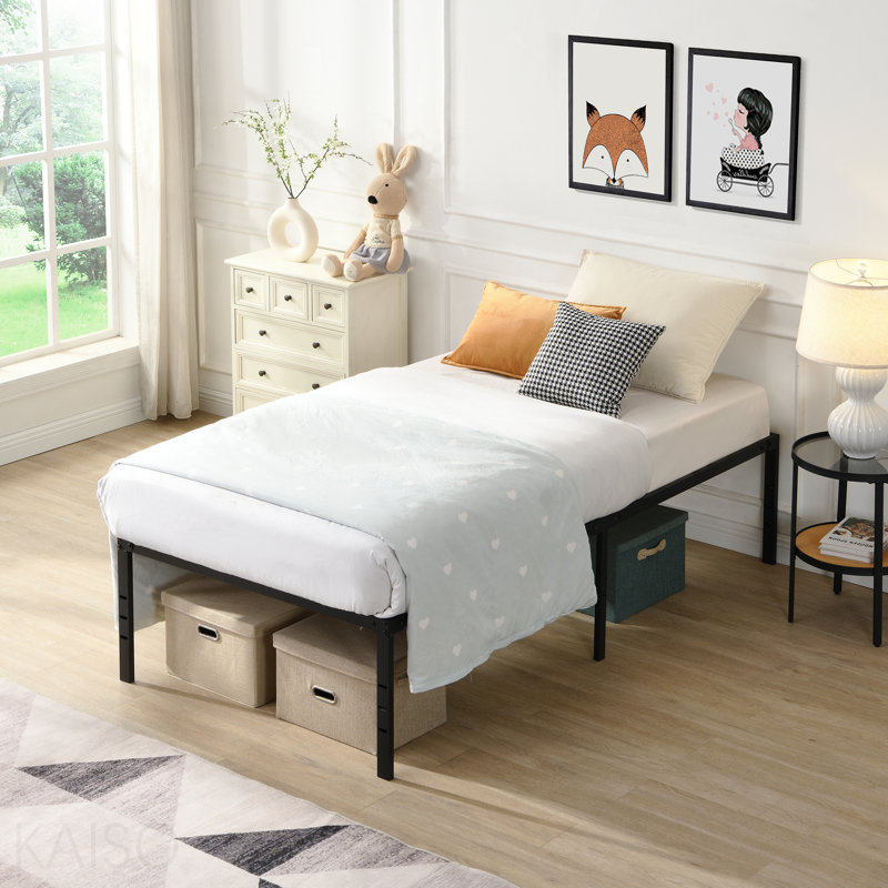 Twin Size Bed Frame , Heavy Duty Metal Bed Frame , Quick & Easy Assembly, No Noise, Blacktwin, Twin