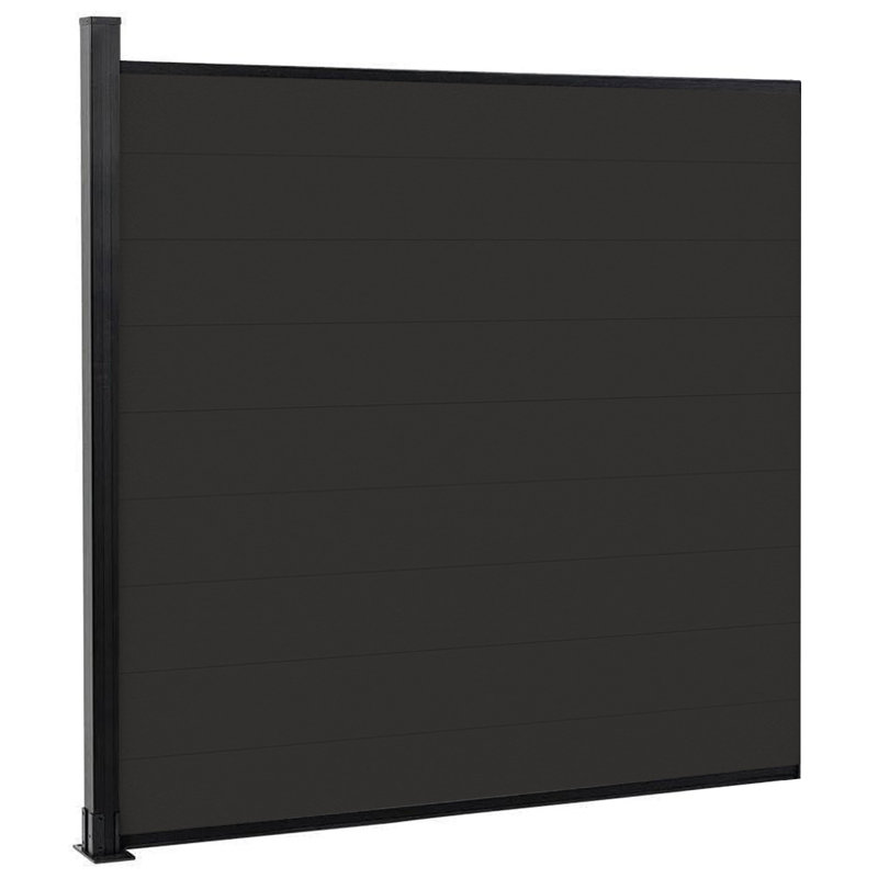 Panneau de clôture en composite 6,1 pi H avec poteau, finition brossée, H 6,1 pi x l 6 pi, Noir