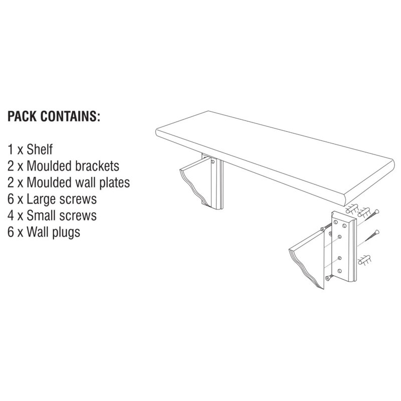 Cuaron 1 Piece Pine Solid Wood Bracket Shelf, Small