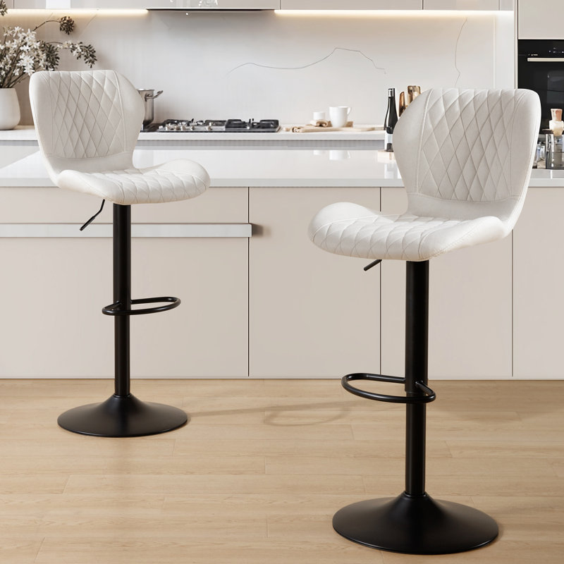 Tyrel Swivel Adjustable Height Bar Stool, beige
