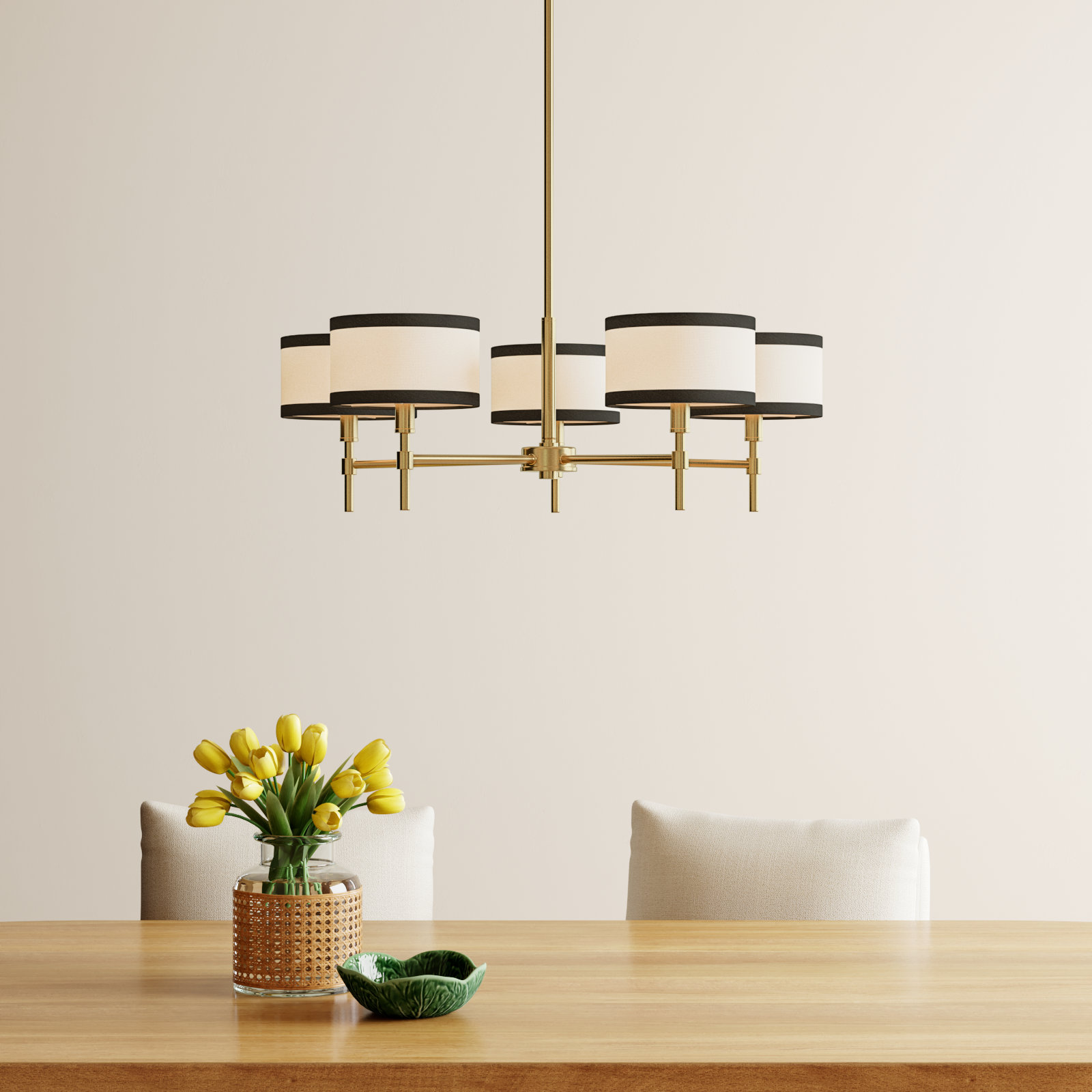 Sela 5 - Light Shaded Drum Chandelier