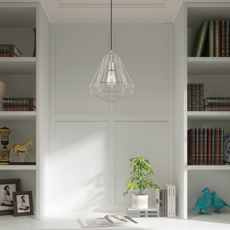 Luminaire suspendu géométrique à 1 lumière Lindgren, Nickel brossé