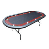 INO Design 96" Light Series Poker Table With Wooden Texture Racetrack Felt Foldable Legs