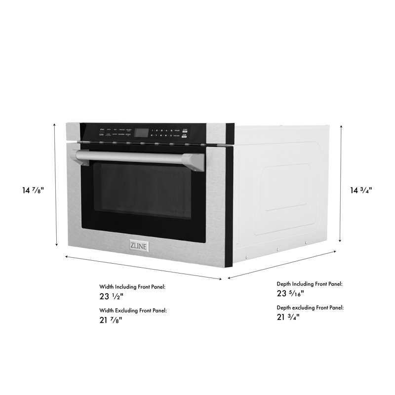 ZLINE 24 in. 1.2 cu. ft. Built-in Microwave Drawer with Traditional Handle, Satin Stainless Steel