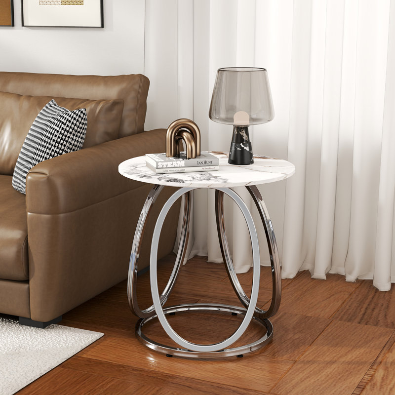 End Table, Silver, Calacatta Gold