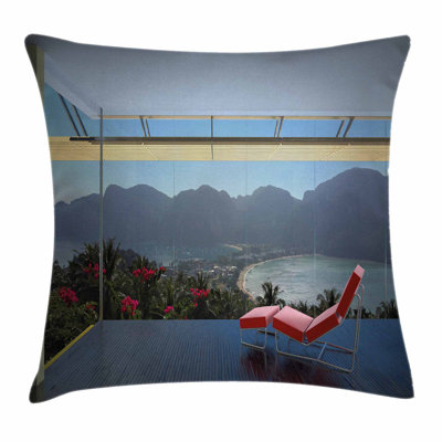Scenery Tropical Island Flowers Square Pillow Cover