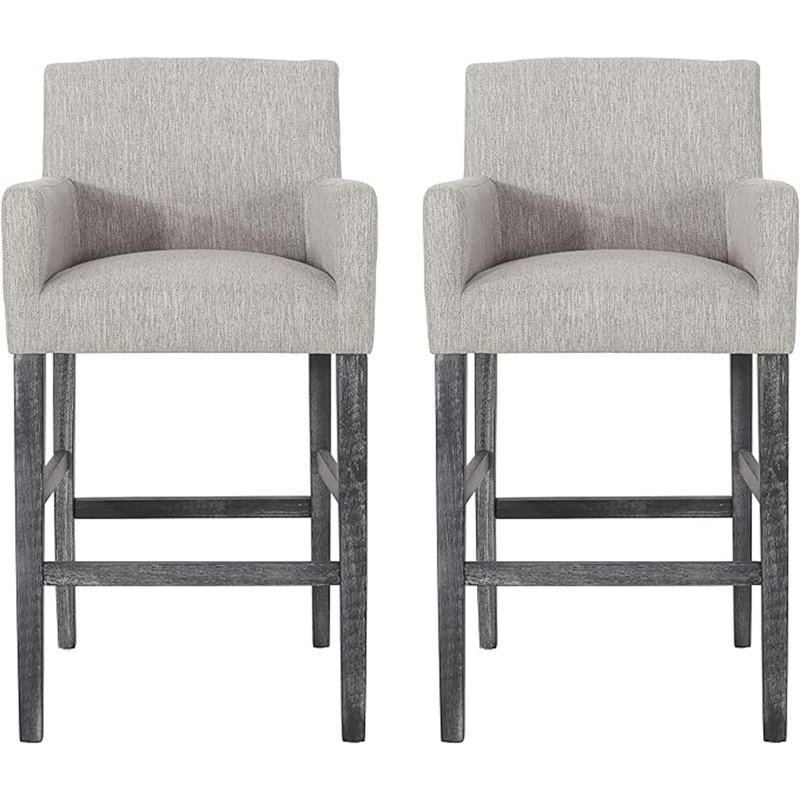 Tabourets de comptoir rembourrés de 30,5 po, 2, Siège gris / structure noire