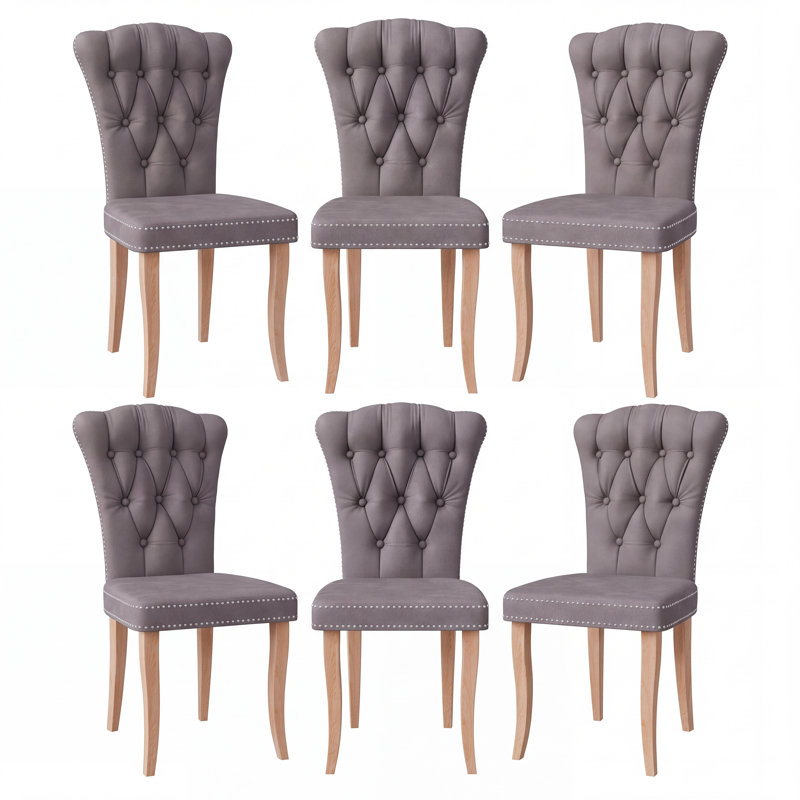47cm H Velvet Upholstered Side Chair, 6, Gray