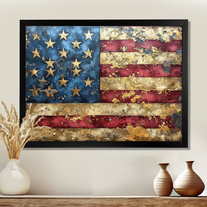 Lakeda - Usa Canvas Wall Art, Single Picture Framed Print, 30" H x 40" W, Black