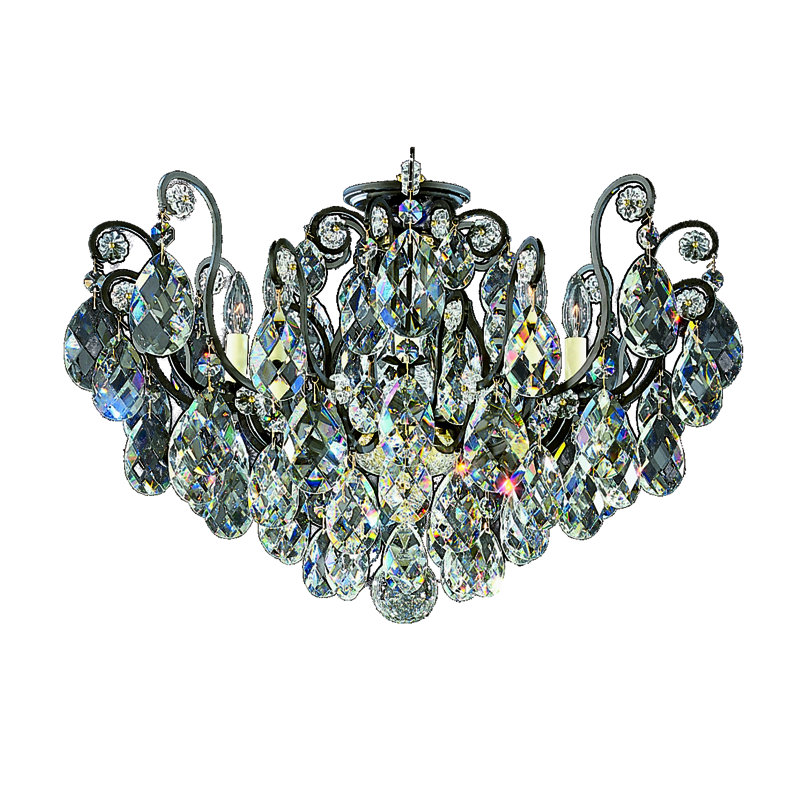 Renaissance Semi Flush Mount, Black, Heritage Clear