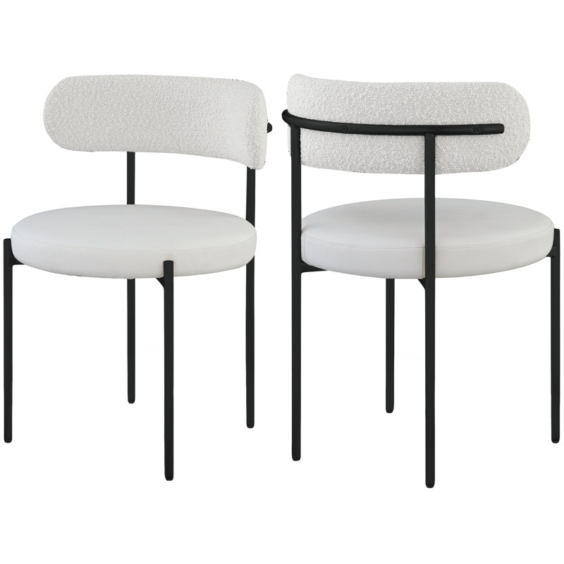 Beacon Side Chair, Cream Boucle Fabric, Matte Black