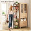 Portemanteau d'angle autoportant avec 10 crochets mobiles, portemanteau réglable pour porte-monnaie, chapeau, sac et chaussures