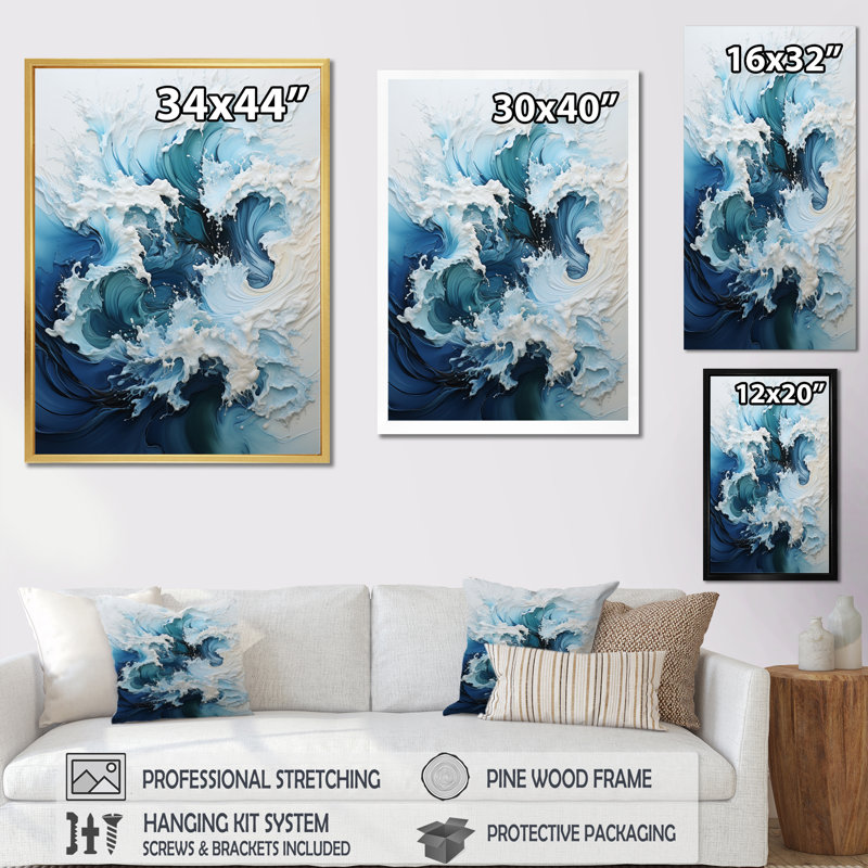 «Coastal Waves», reproduction d'art sur toile, H 32 po x l 24 po x P 1 po, Toile tendue