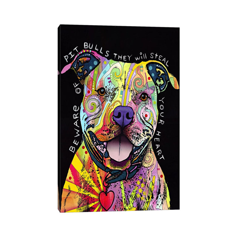 Beware Of Pit Bulls by Dean Russo - Wrapped Canvas Print, 66.04 cm H x 45.72 cm W x 1.91 cm D