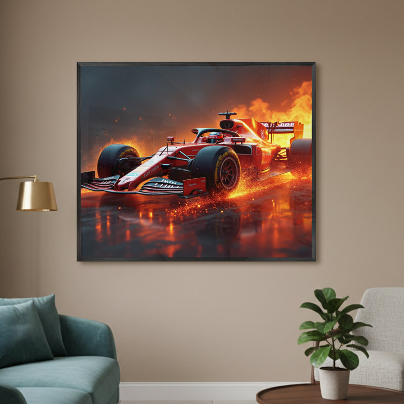 LED Illuminated Wall Art – F1 Car 2 Framed Wall Art With Remote Control, 50 cm H x 60 cm W