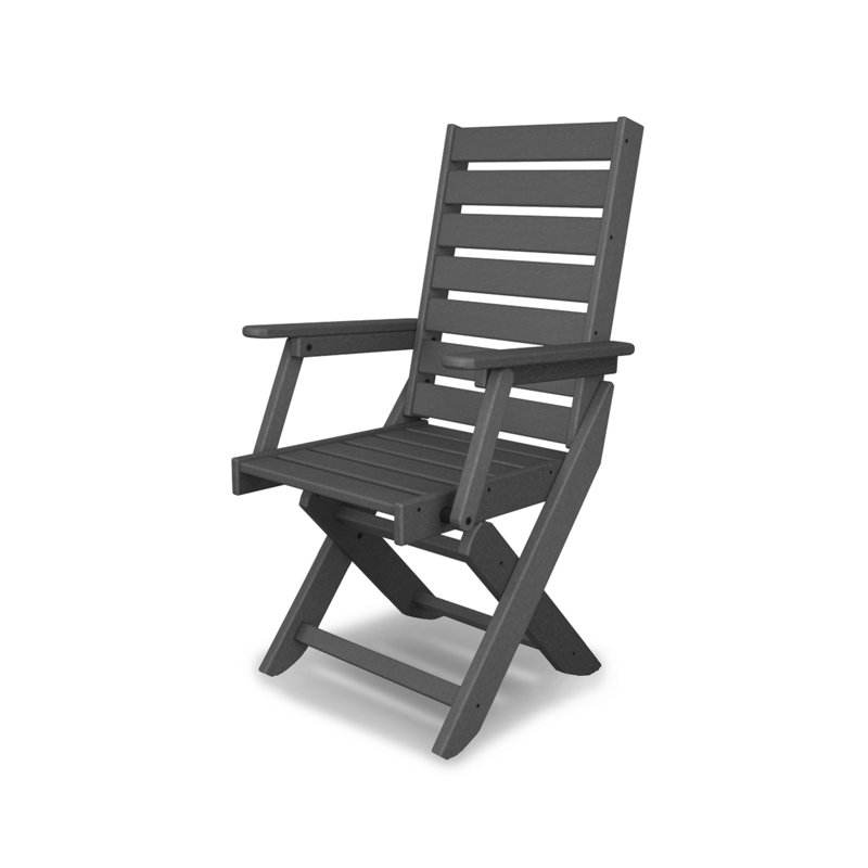 POLYWOOD Captain Folding Dining Chair, Slate Gray