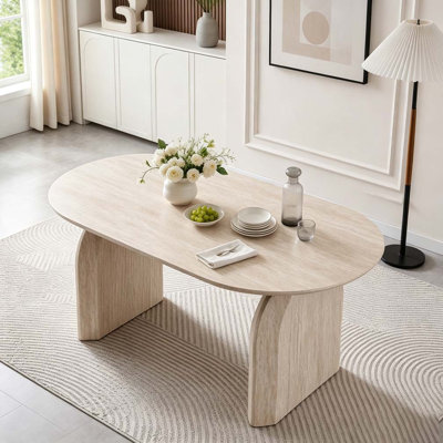 Table de salle à manger extensible en bois ovale avec conception DuDAL