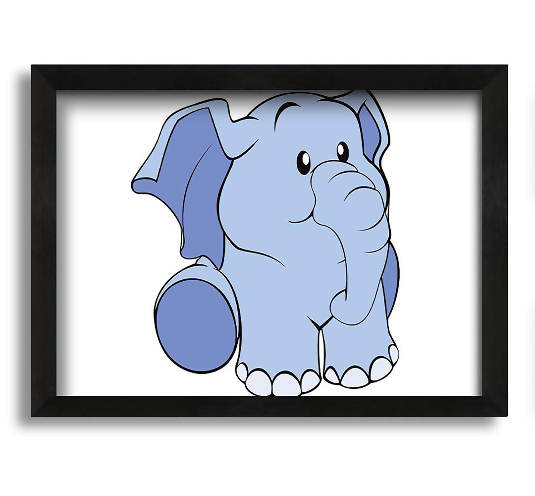 Gerahmtes Wandbild Happy Baby Elephant White