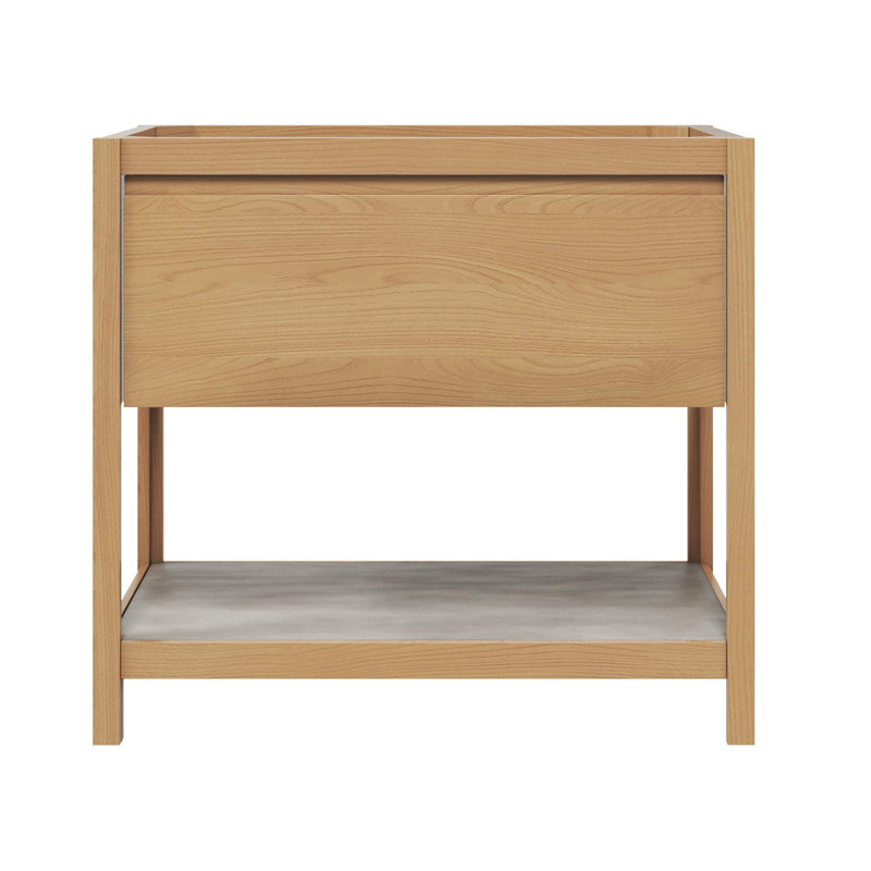 36" Solace Vanity In Sunrise Oak With Ash Shelf, Sunrise/Ash