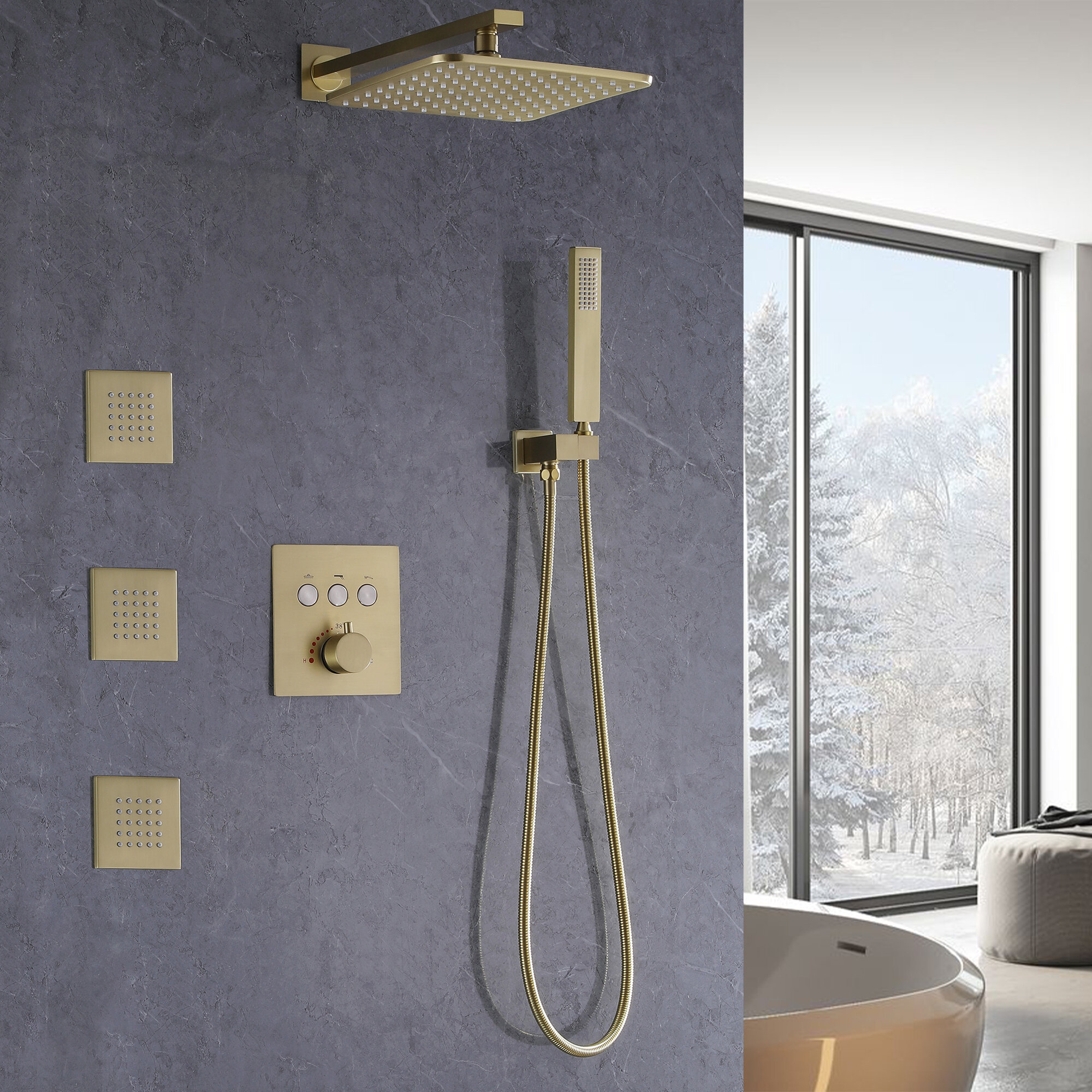 Various colors Waterfall Wall Mounted Shower System - LISA