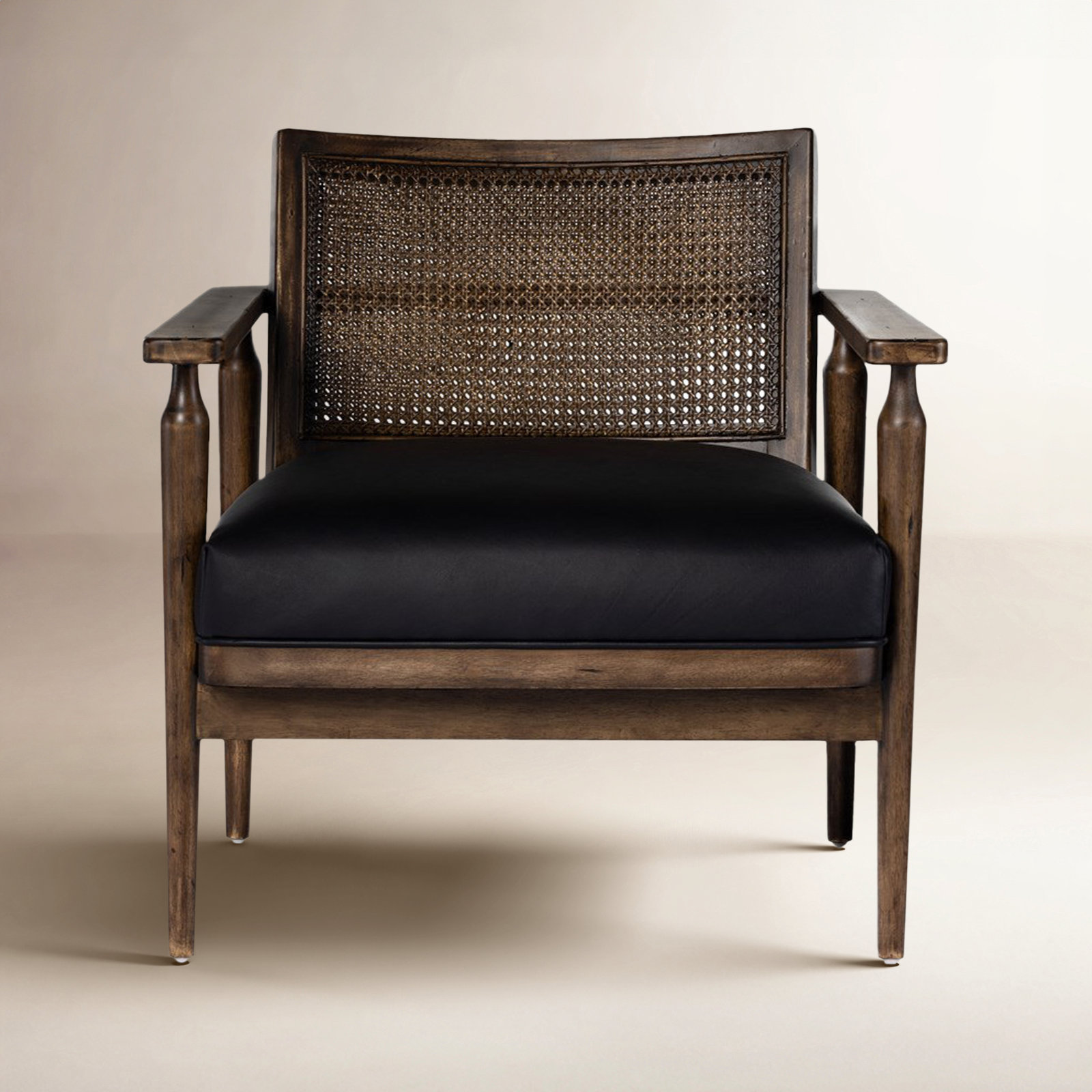 Anasia Genuine Leather Armchair, Carson Black Top Grain Leather