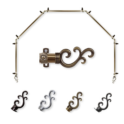 Ensemble de quincaillerie à rideaux simple 5 côtés pour fenêtre à baies Verlyn
