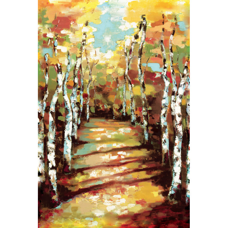 Colorful Tree Path - Wrapped Canvas Painting, 20cm H x 30cm W x 3.8cm D