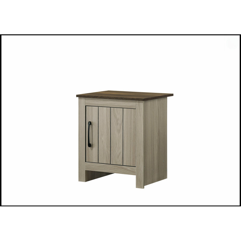 Table de bout en chêne gris de 16 po de large avec rangement spacieux Nyla pour la vie moderne et les chambres à coucher